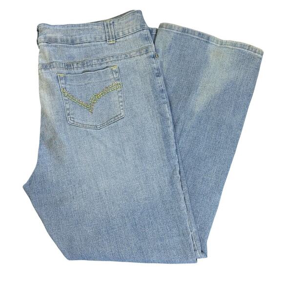 Demona Jeans Y2K Pink Blue Yellow Embroidered Flared Womens Plus Size 23/24 - Picture 3 of 15